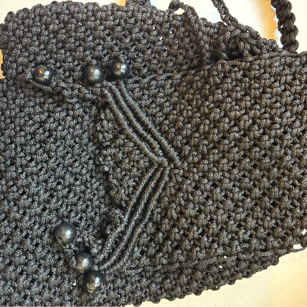 Hand Crafted Black Backpack with Textured Design nylon mini Backpack